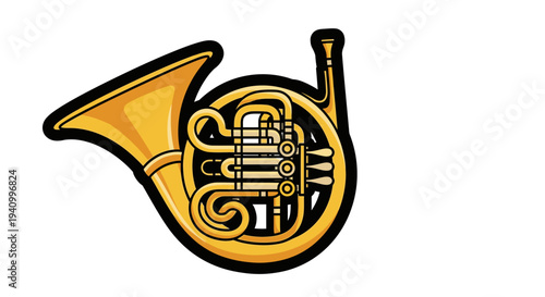 French horn musical instrument illustration 1.