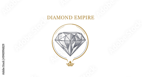 Diamond Graphic Illustration with Circle and Crown.