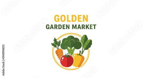 Golden Garden Market Fresh Vegetable Logo.