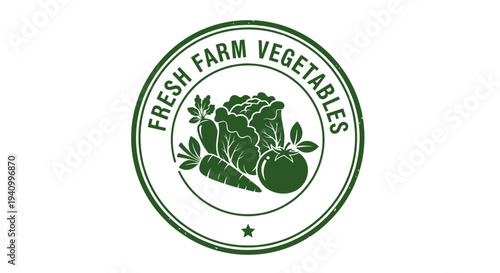 Green Logo with Fresh Vegetables Illustration.