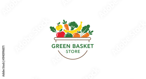 Green Basket Store Logo with Fresh Produce 1.