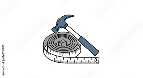 Hammer and Measuring Tape Illustration.
