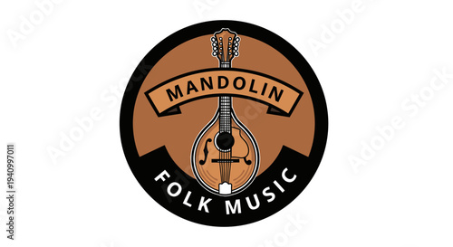 Mandolin Instrument Logo Design Element.