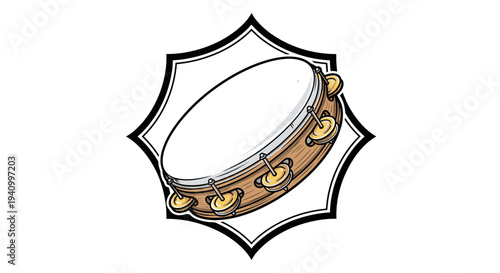 Illustration of Tambourine Musical Instrument.