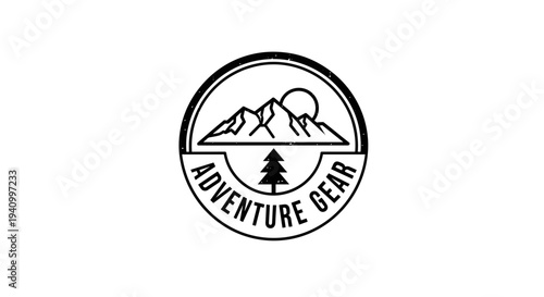 Adventure Gear Logo with Mountain Design.