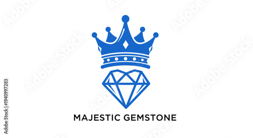 Blue Crown and Diamond Logo Design.