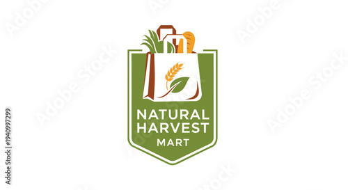 Natural Harvest Mart Logo Design Element.