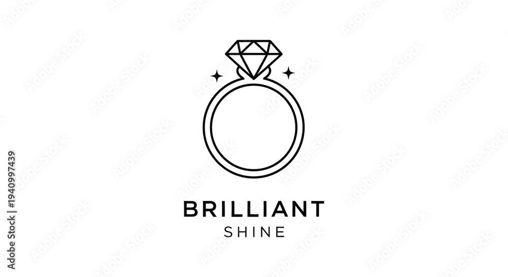 Fototapeta premium Diamond Ring Illustration Brilliant Shine Symbol.