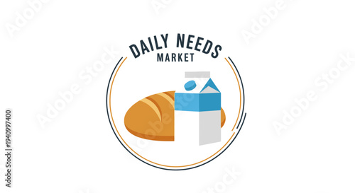 Daily Needs Market Logo with Bread.