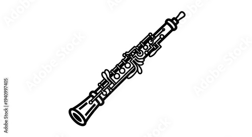 Detailed Illustration of a Clarinet Instrument.