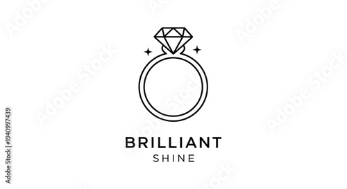 Diamond Ring Illustration Brilliant Shine Symbol.