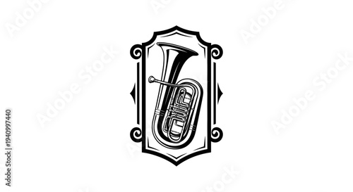 Tuba Musical Instrument Illustration Design Element.