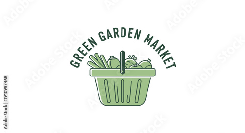 Green Garden Market Logo with Vegetables.