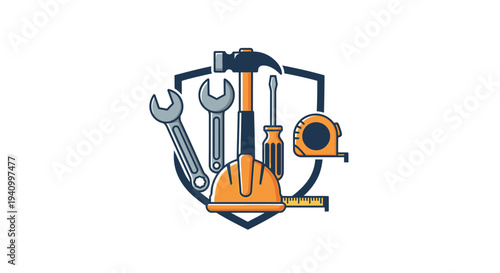 Tools and Equipment Emblem Graphic Illustration.