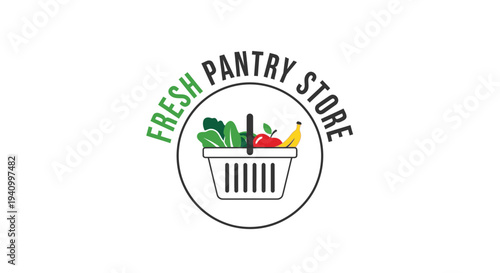 Fresh Pantry Store Shopping Basket Logo.