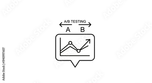 A/B Testing Concept Icon: Graph with Upward Trend and Comparison