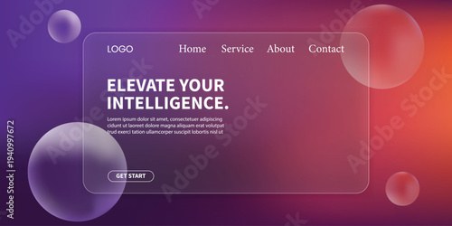 Artificial Intelligence Landing Page Design with Glassmorphism Background