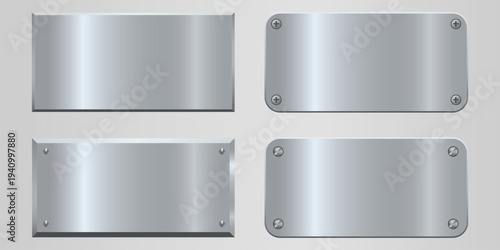 Metal Plate Labels Set Illustration