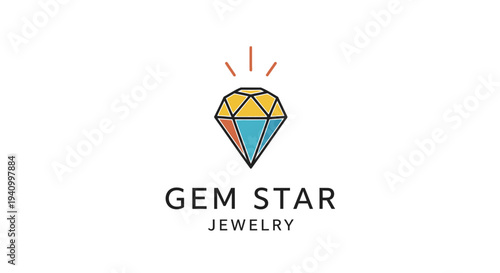 Colorful Diamond Gemstone Logo Design.