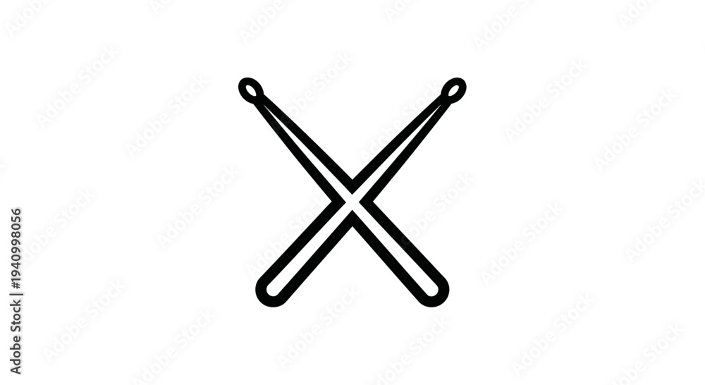 Obraz premium Black Knitting Needles Crossed Simple Design.
