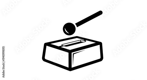Ballot Box with Voting Ballot and Mallet.
