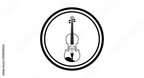 Black and White Violin Graphic Illustration.