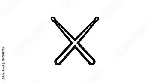 Black Knitting Needles Crossed Simple Design.