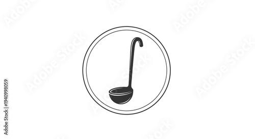 Black Ladle Icon Simple Design Element.