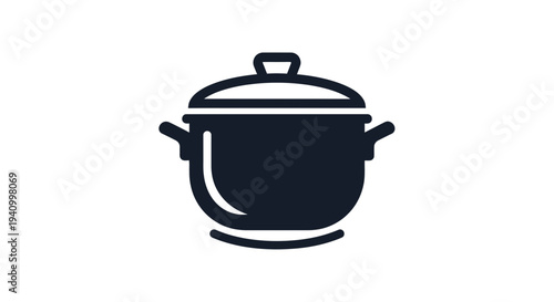 Black Cooking Pot Icon Illustration.