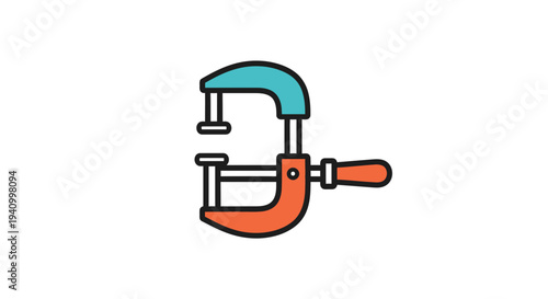 C clamp tool with colored handle.