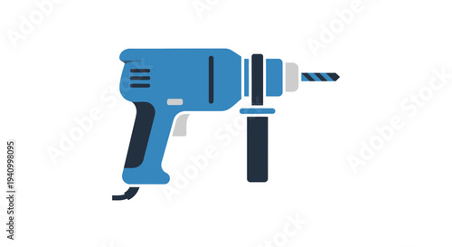 Blue Electric Drill on White Background.