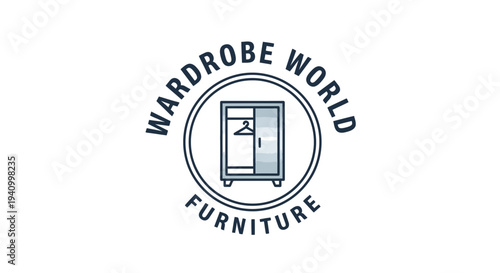 Wardrobe World Furniture Logo Design Illustration.