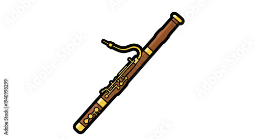 Bassoon Musical Instrument Wooden Body Keys.