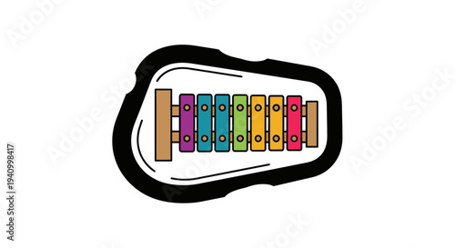 Colorful Cartoon Harmonica Illustration Design Element.
