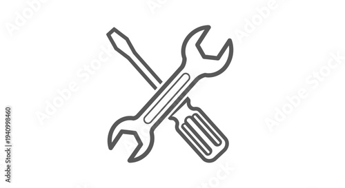 Crossed Wrench and Screwdriver Illustration.