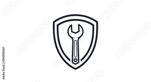 Wrench Inside Shield Logo Design Element.