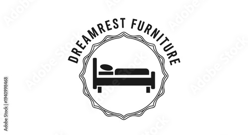 Dreamrest Furniture Logo with Bed Illustration.
