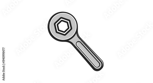 Wrench Tool Illustration on White Background.