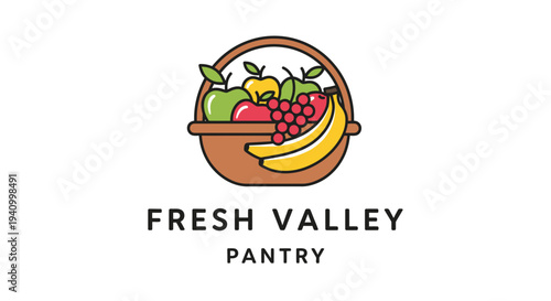 Fresh Fruit Basket Illustration Design.