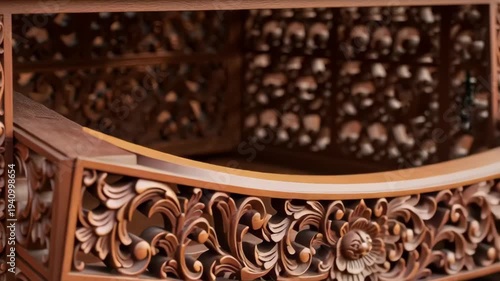 Intricately Carved Wooden Furniture Details.