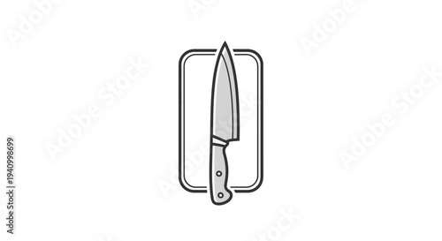 Sharp Kitchen Knife on Chopping Board.