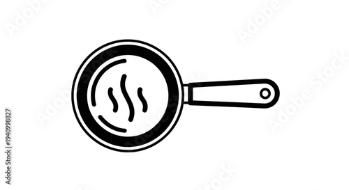 Black and White Illustration of Frying Pan.
