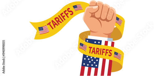 USA tariffs policy trade restriction economic concept vector illustration