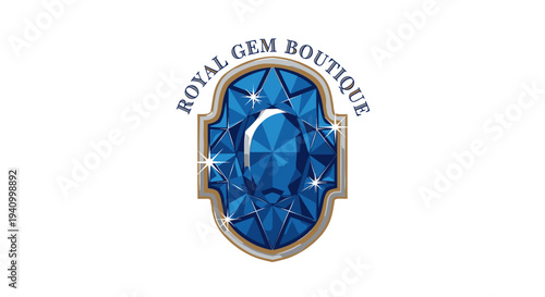 Blue Sapphire Gemstone Jewelry Logo Design.