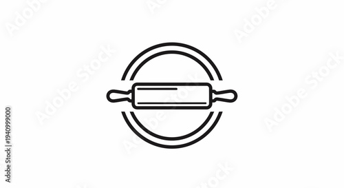 Simple Line Drawing of Rolling Pin Icon.