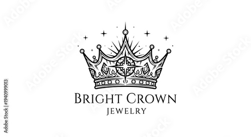 Crown Jewelry Logo Design with Ornate Details.