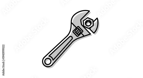 Adjustable Wrench Tool Equipment Illustration.