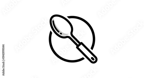 Black and White Illustration of Spoon.