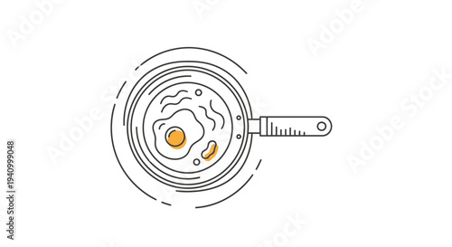 Fried Egg in Frying Pan Illustration.