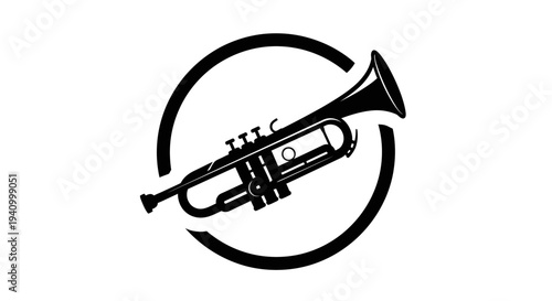 Trumpet Illustration Inside Circular Design Element.